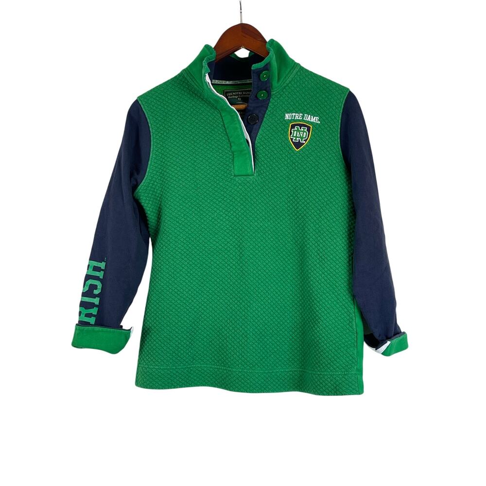 Landsdowne Heritage Collection Notre Dame Quilted Rugby Sweatshirt Pullover S